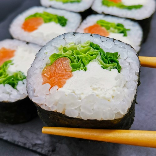With salmon and cheese